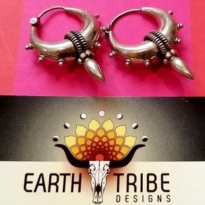 Sterling silver unisex tribal earrings
